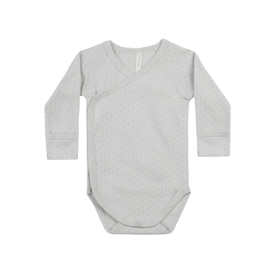 Quincy Mae Pointelle Side Snap Bodysuit || Cloud