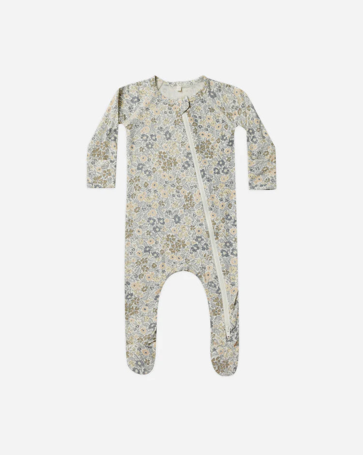 Quincy Mae Bamboo Zip Footie || Winter Garden
