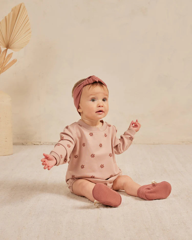 Quincy Mae crewneck bubble romper | daisies