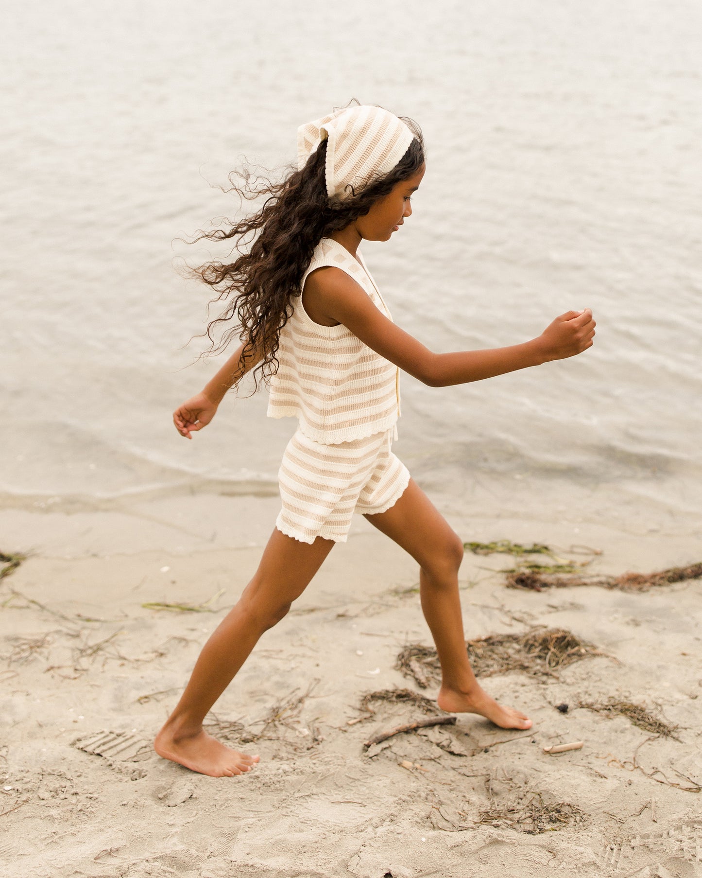 Rylee & Cru Knit Shorts || Sand Stripe