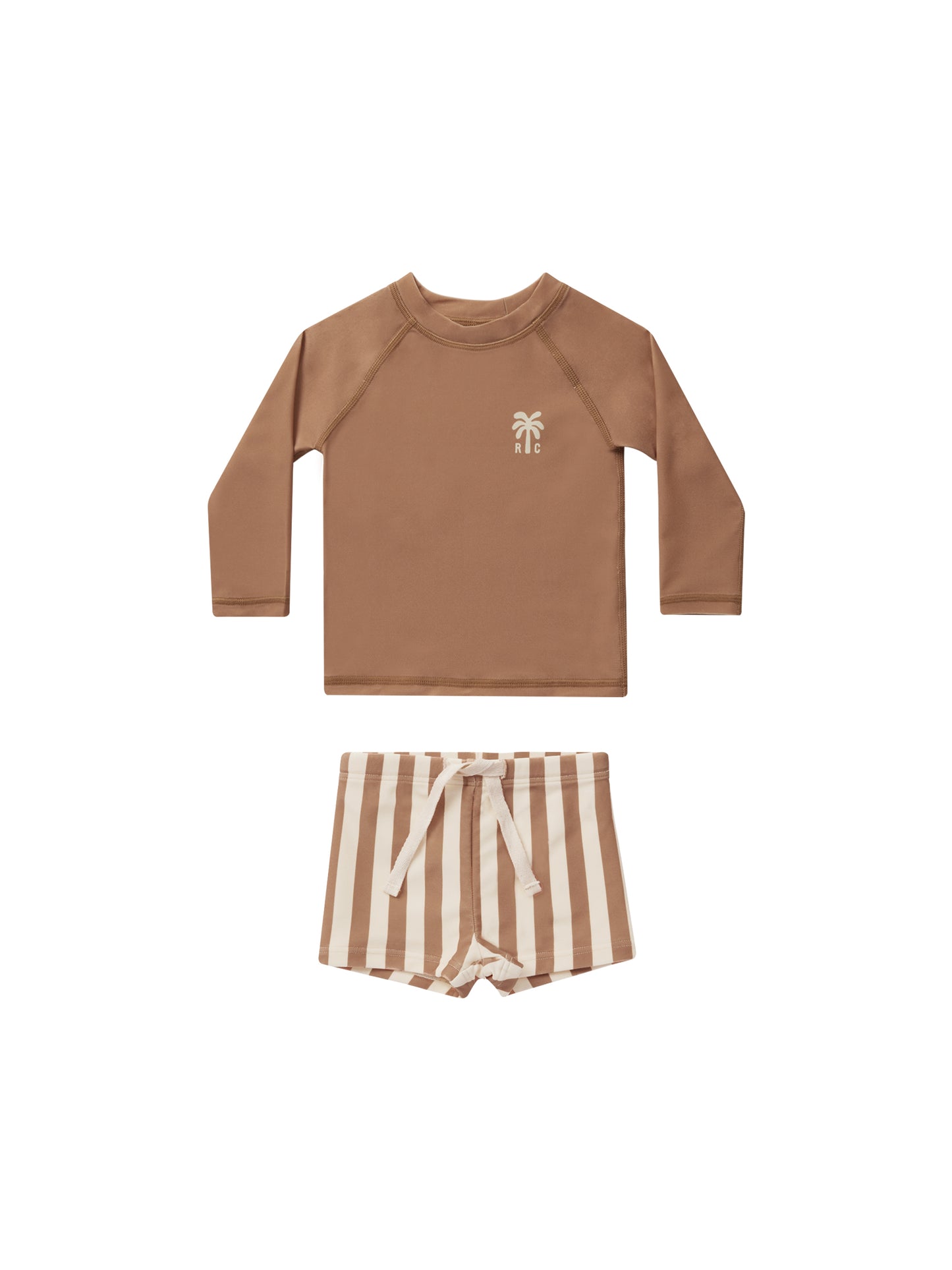 Rylee & Cru Rash Guard Boy Set || Clay Stripe