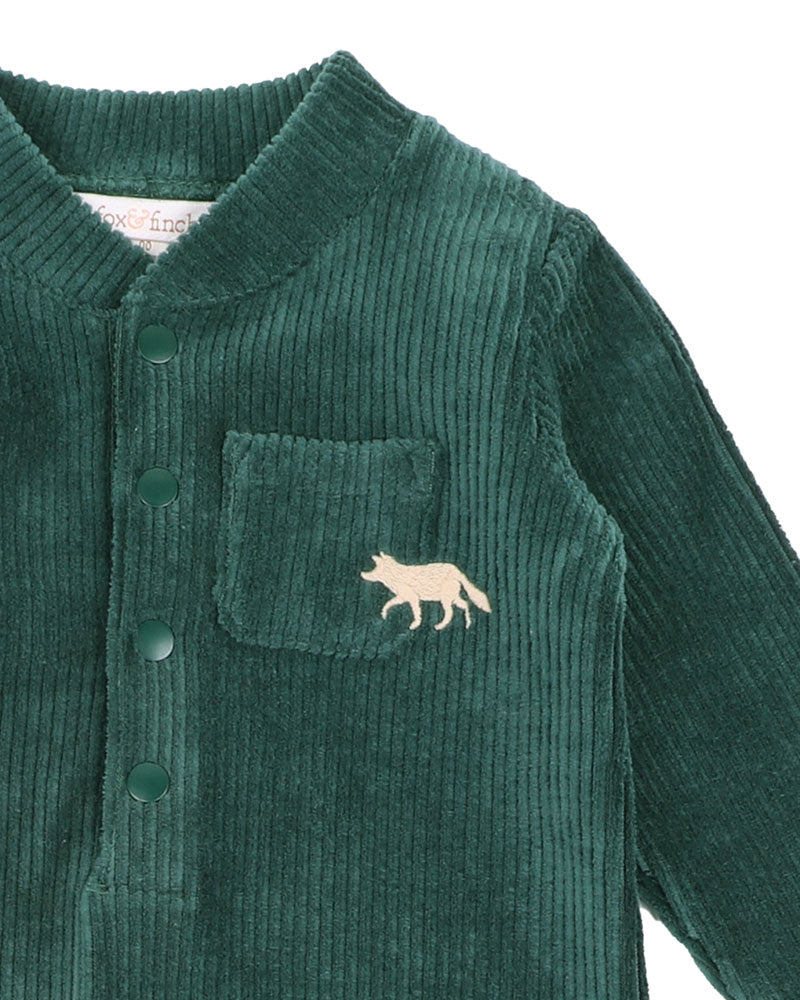 Fox & Finch Cool Dogs Velour Rib LS Romper