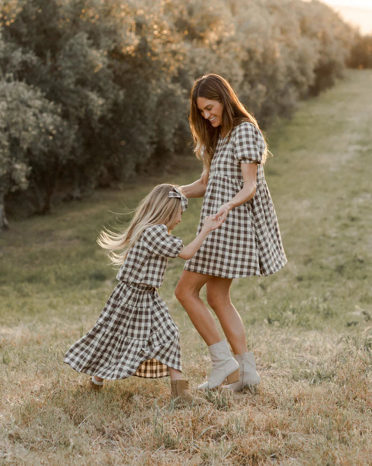 Rylee & Cru Gia Blouse || Charcoal Check