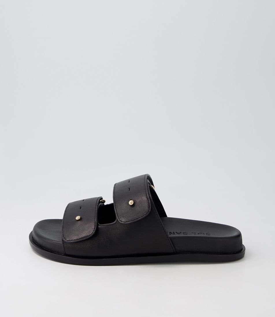 Sol Sana Versus Footbed Leather Slides Black