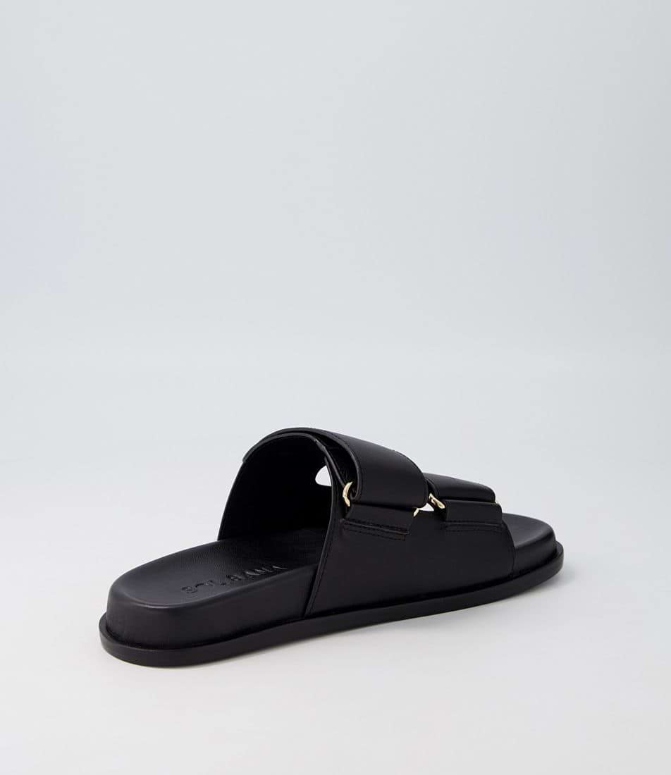 Sol Sana Versus Footbed Leather Slides Black