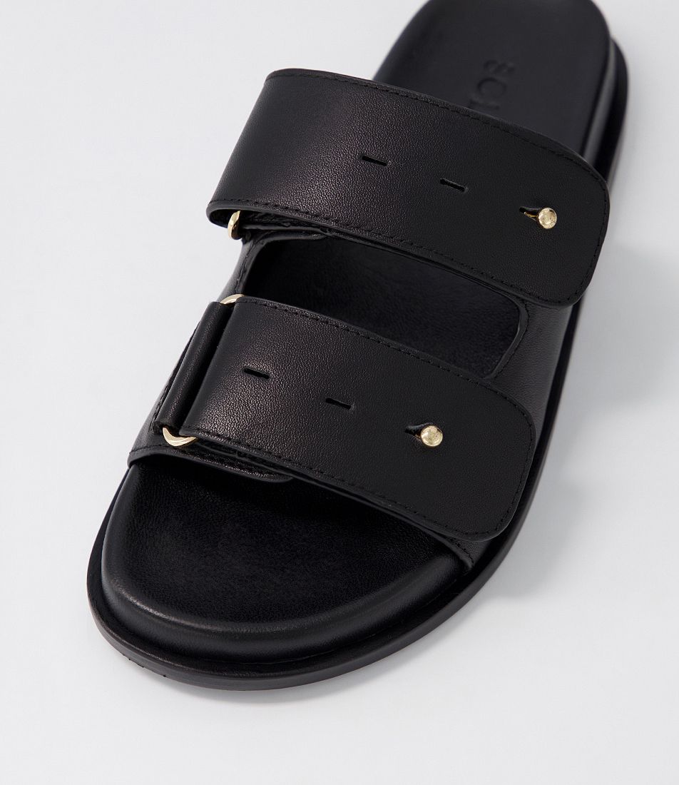 Sol Sana Versus Footbed Leather Slides Black