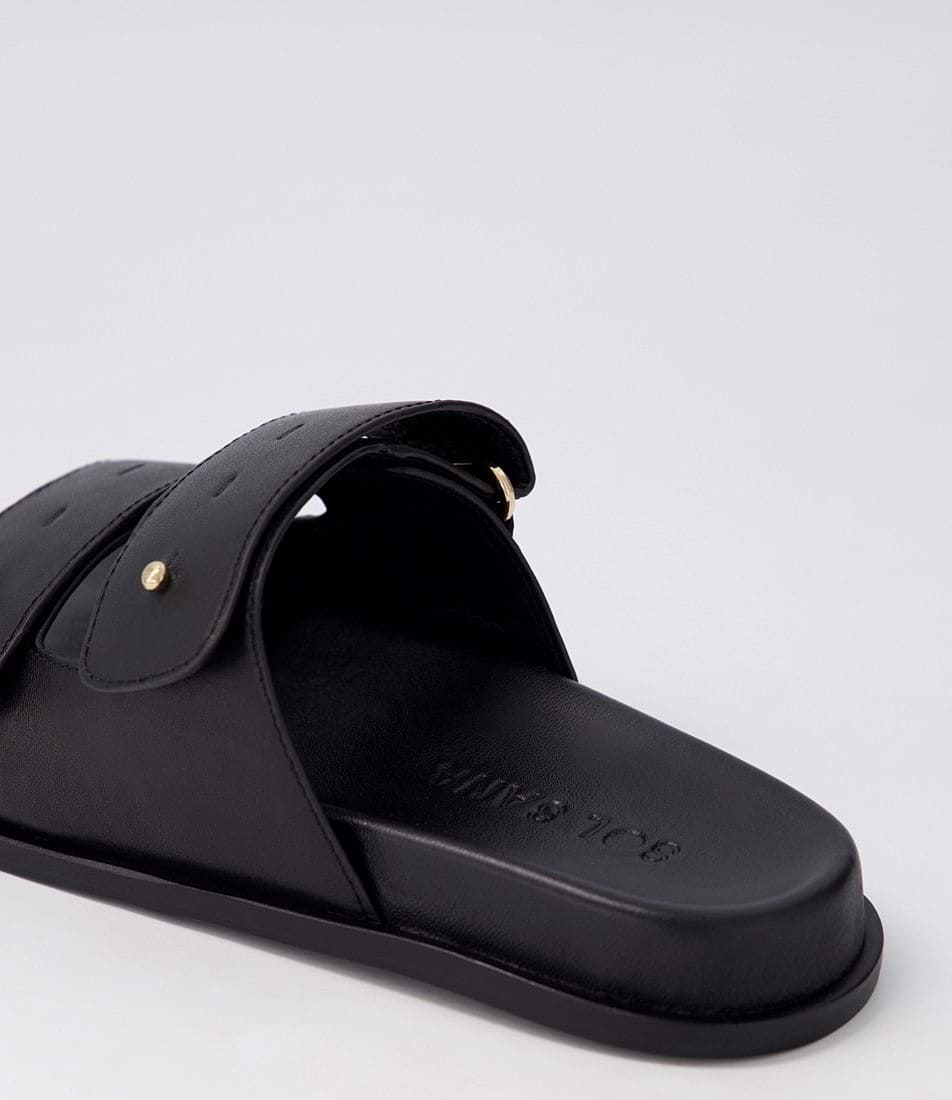 Sol Sana Versus Footbed Leather Slides Black
