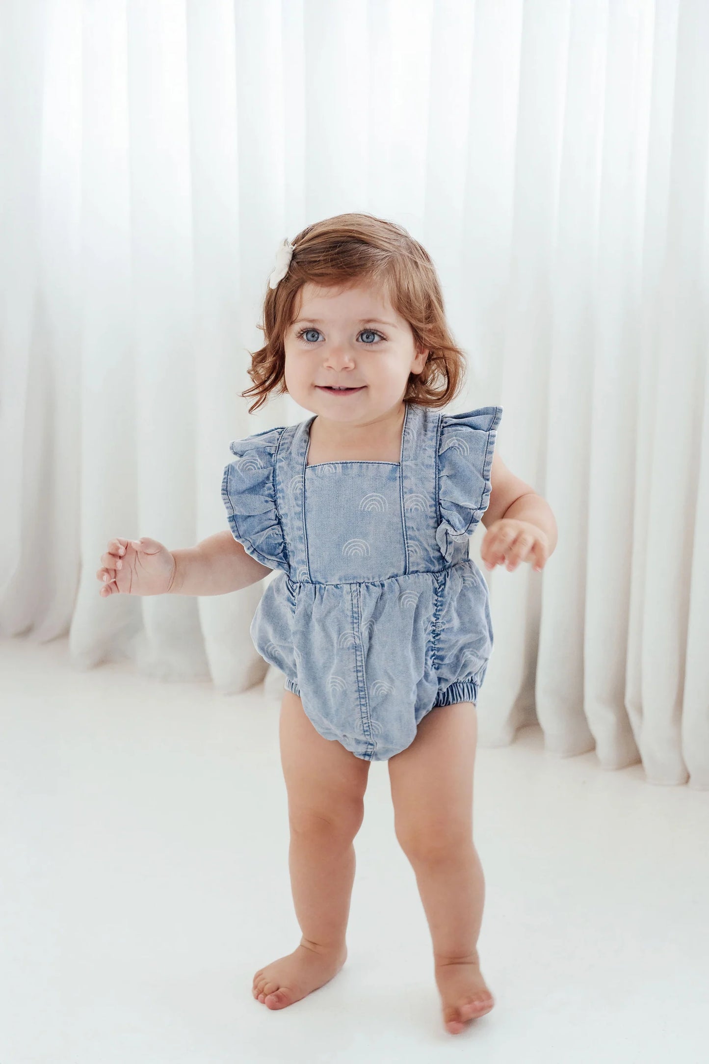 Aster & Oak - Light Denim Rainbow Playsuit