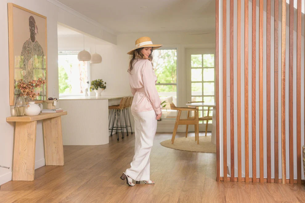 Sundaise Sasha Wide Brim Ribbon Cream