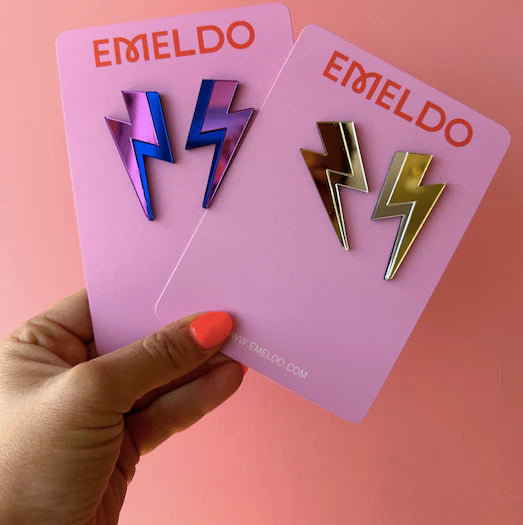 Emeldo Lightning Bolt Earrings || Gold & Silver