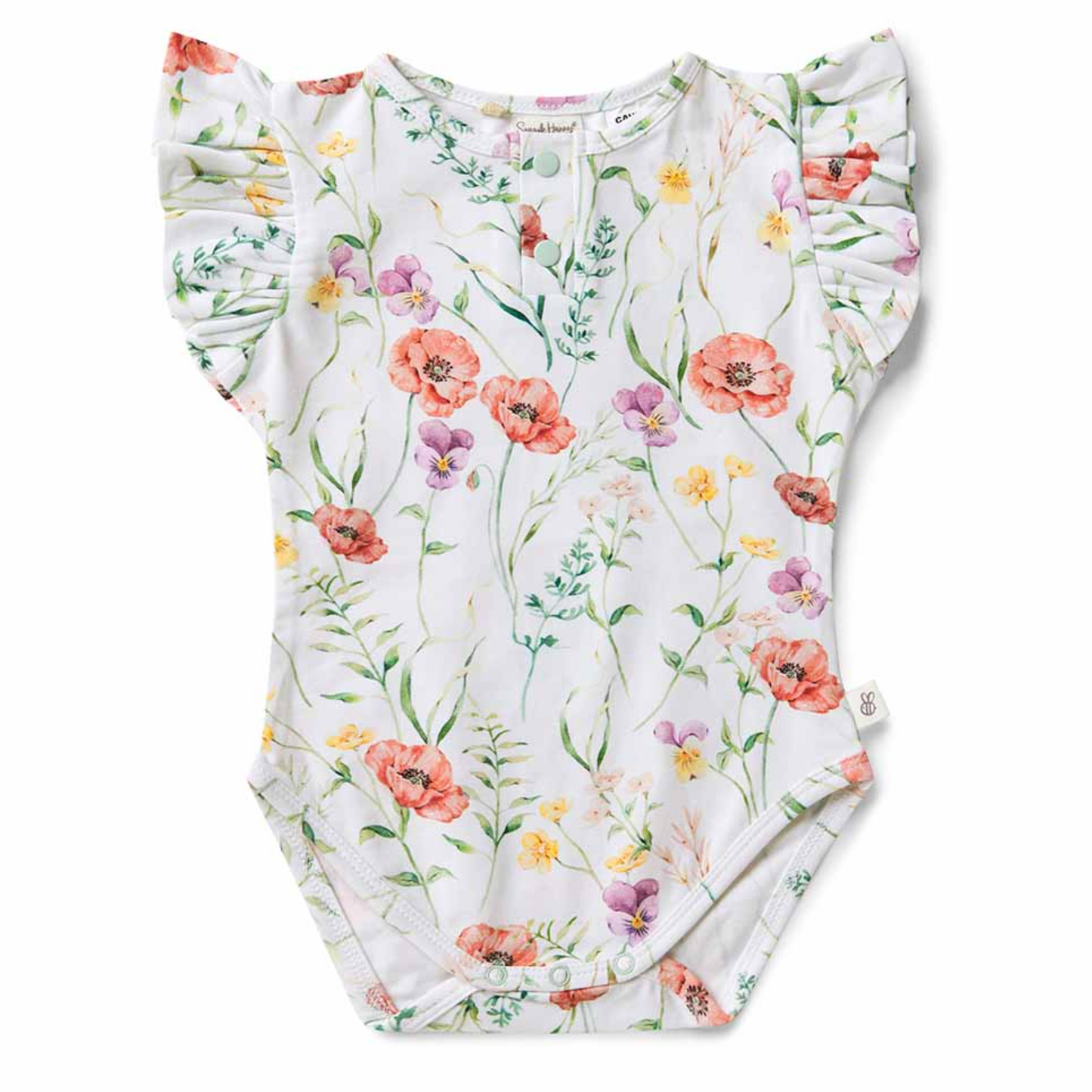 Snuggle Hunny Meadow Short Sleeve Organic Bodysuit with Frill