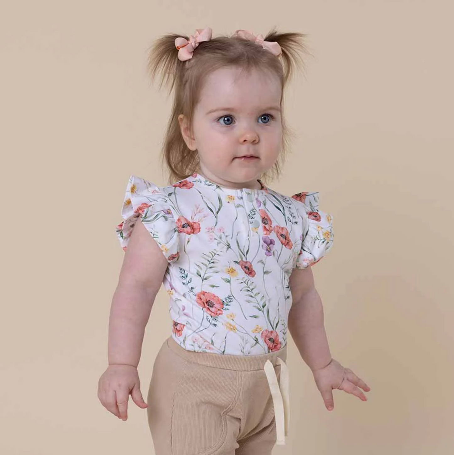 Snuggle Hunny Meadow Short Sleeve Organic Bodysuit with Frill