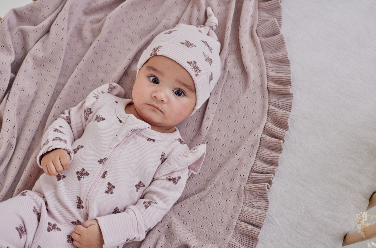 Aster & Oak Butterfly Rib Zip Romper