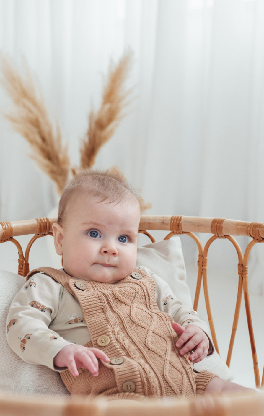 Aster & Oak Cocoa Cable Knit Romper