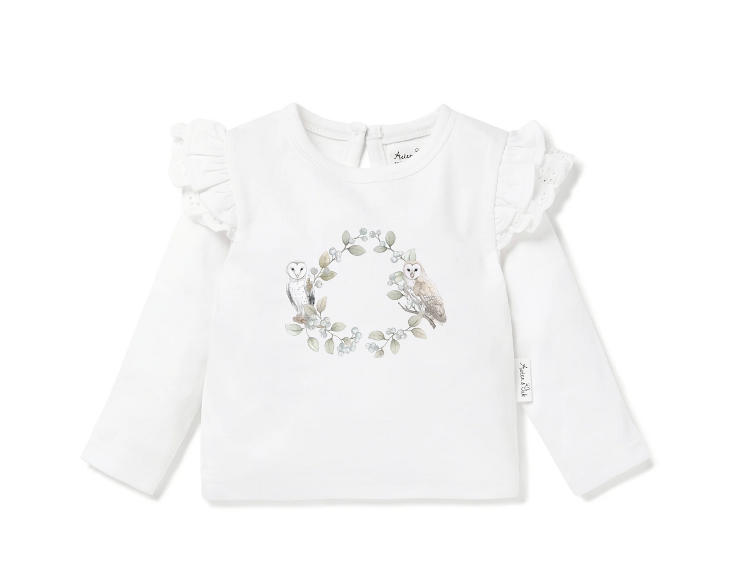 Aster & Oak Barn Owl Print Long Sleeve Tee