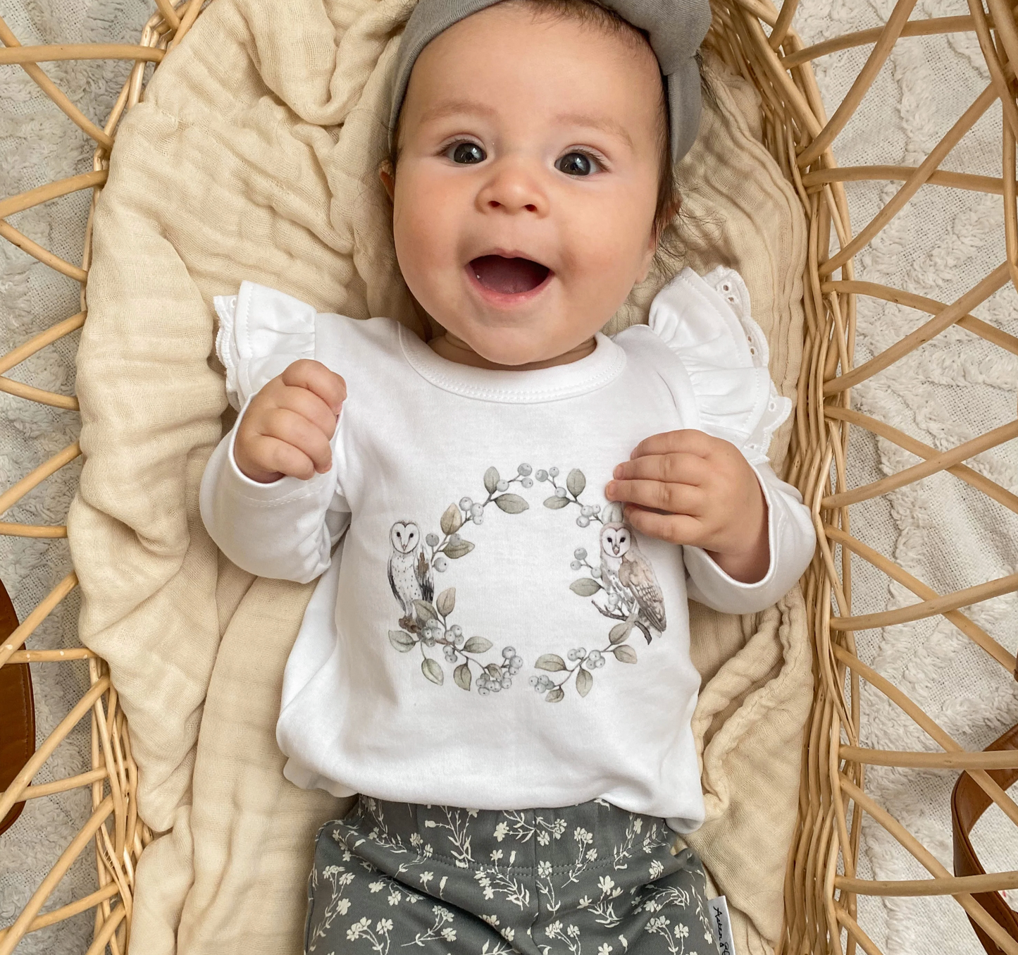 Aster & Oak Barn Owl Print Long Sleeve Tee