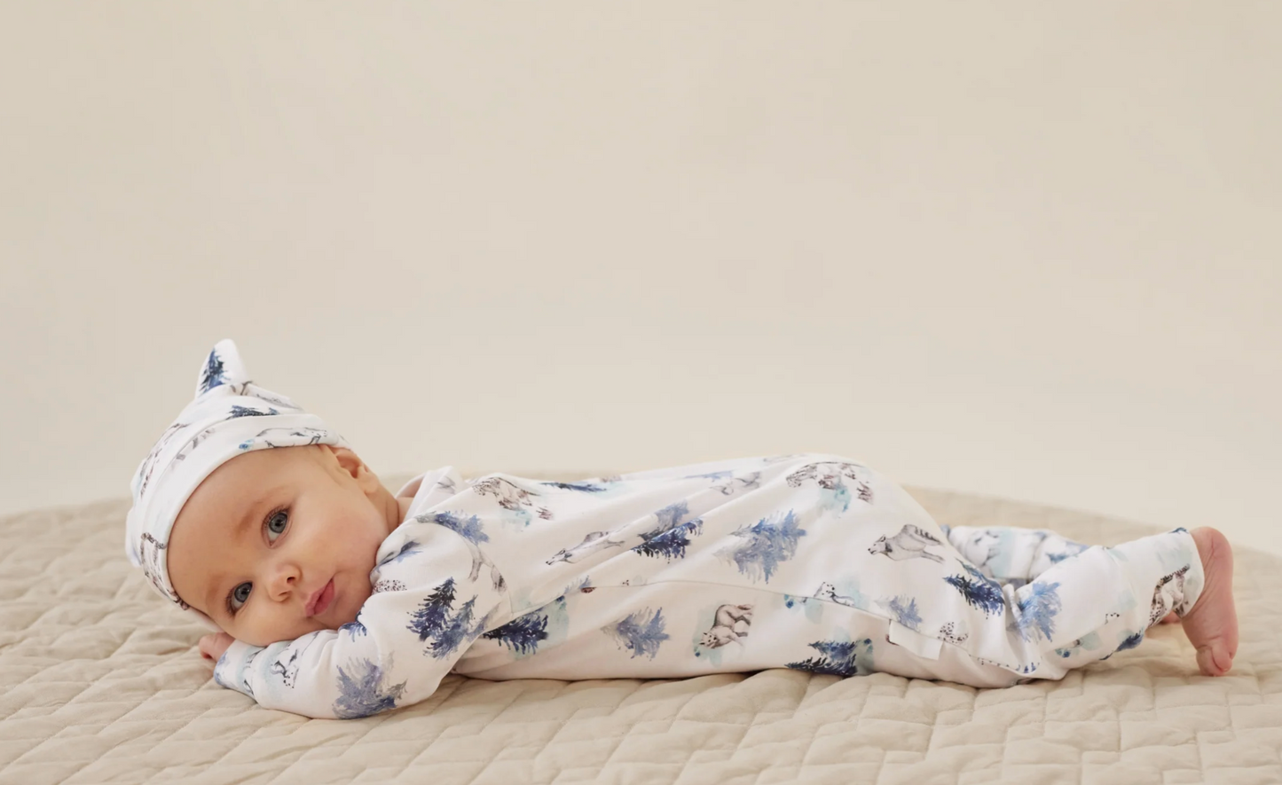 Aster & Oak Snow Animals Zip Romper