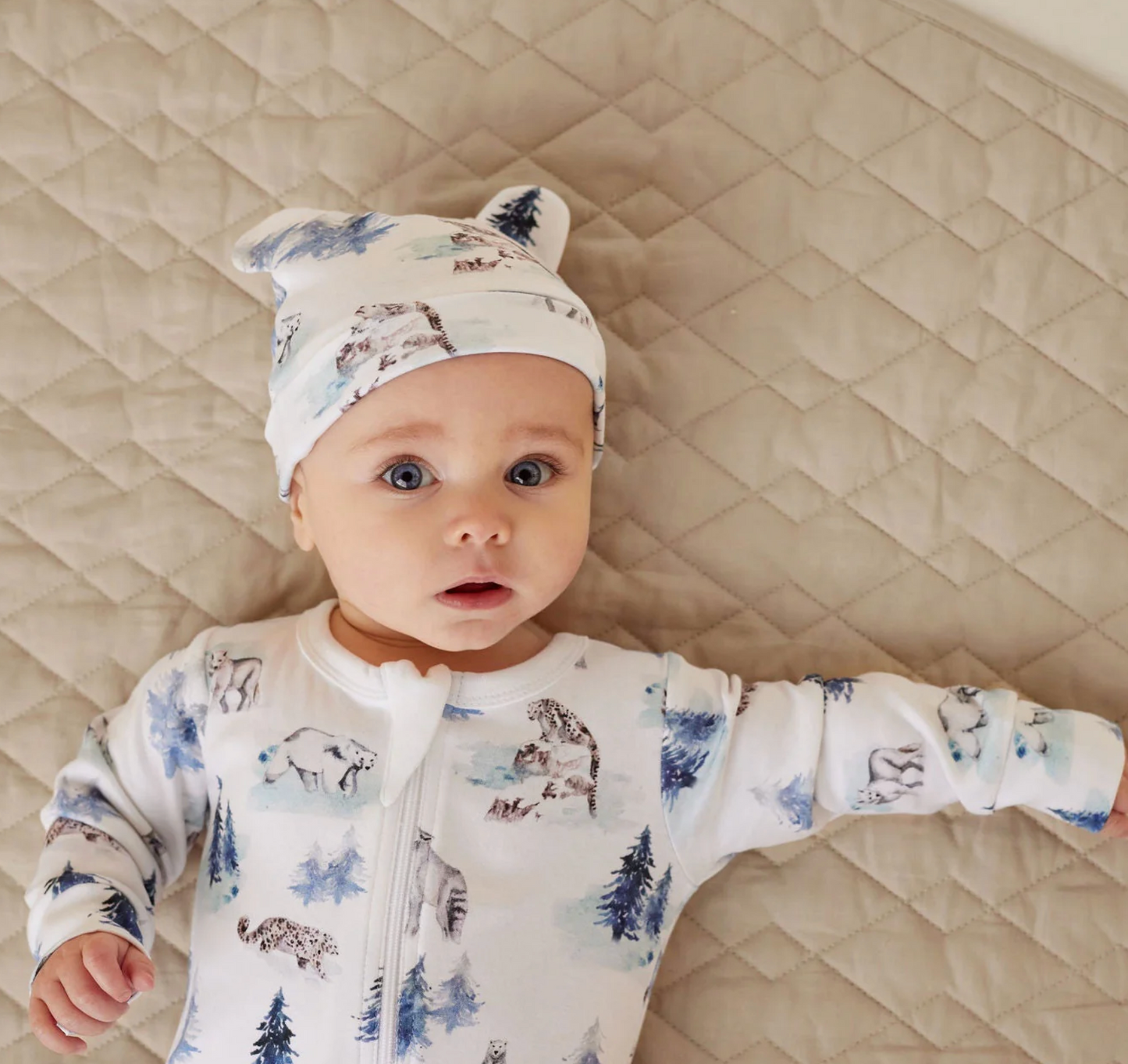Aster & Oak Snow Animals Zip Romper
