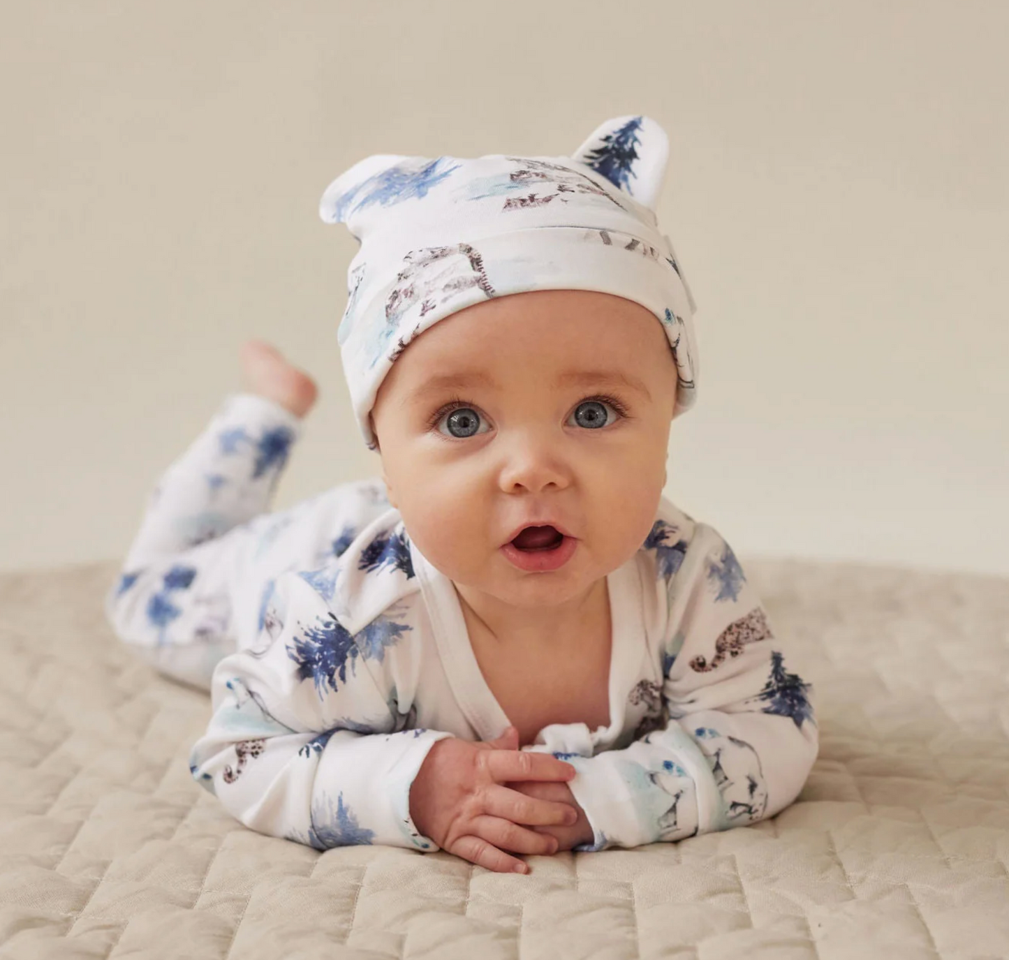 Aster & Oak Snow Animals Zip Romper
