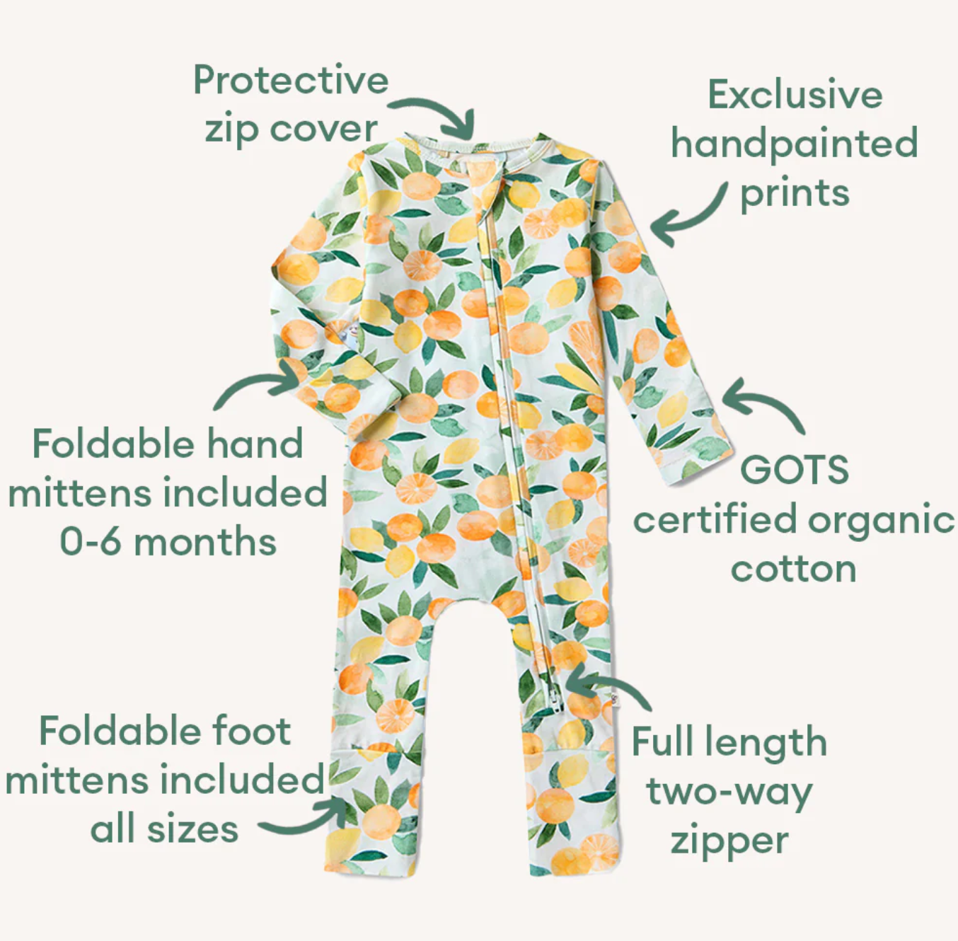 Snuggle Hunny Citrus Squeeze Organic Snugglesuit Convertible Romper