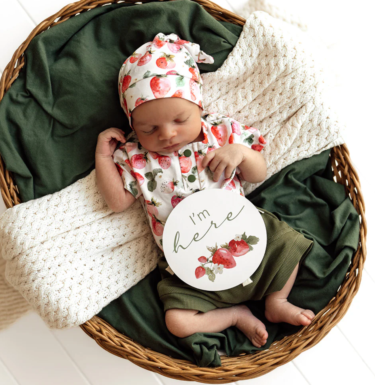 Snuggle Hunny Strawberry & Moss Reversible Milestone Cards