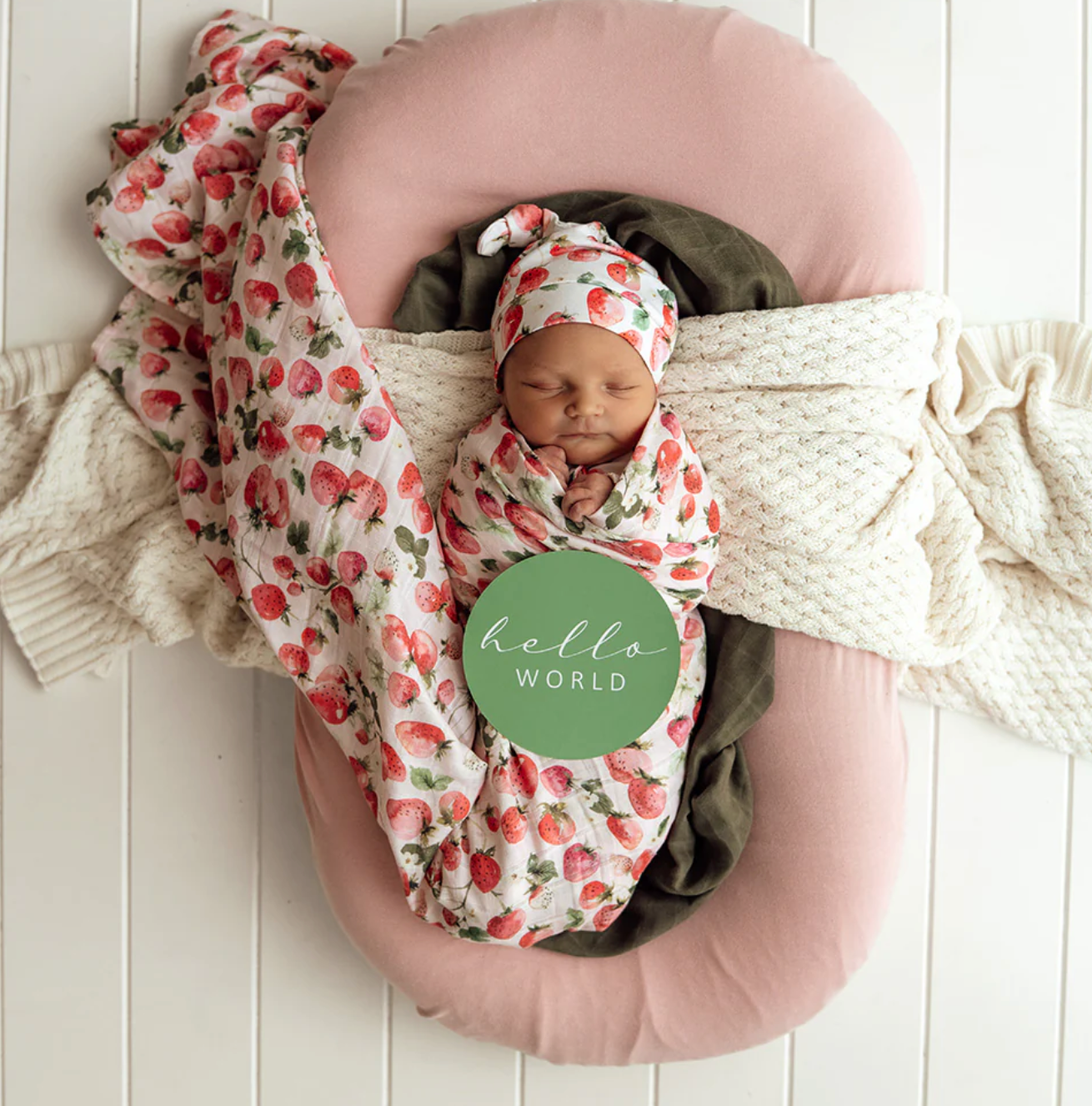 Snuggle Hunny Strawberry & Moss Reversible Milestone Cards