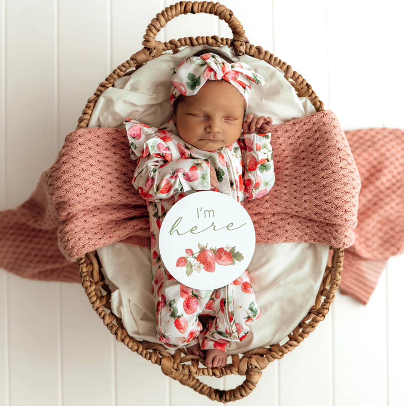Snuggle Hunny Strawberry & Moss Reversible Milestone Cards