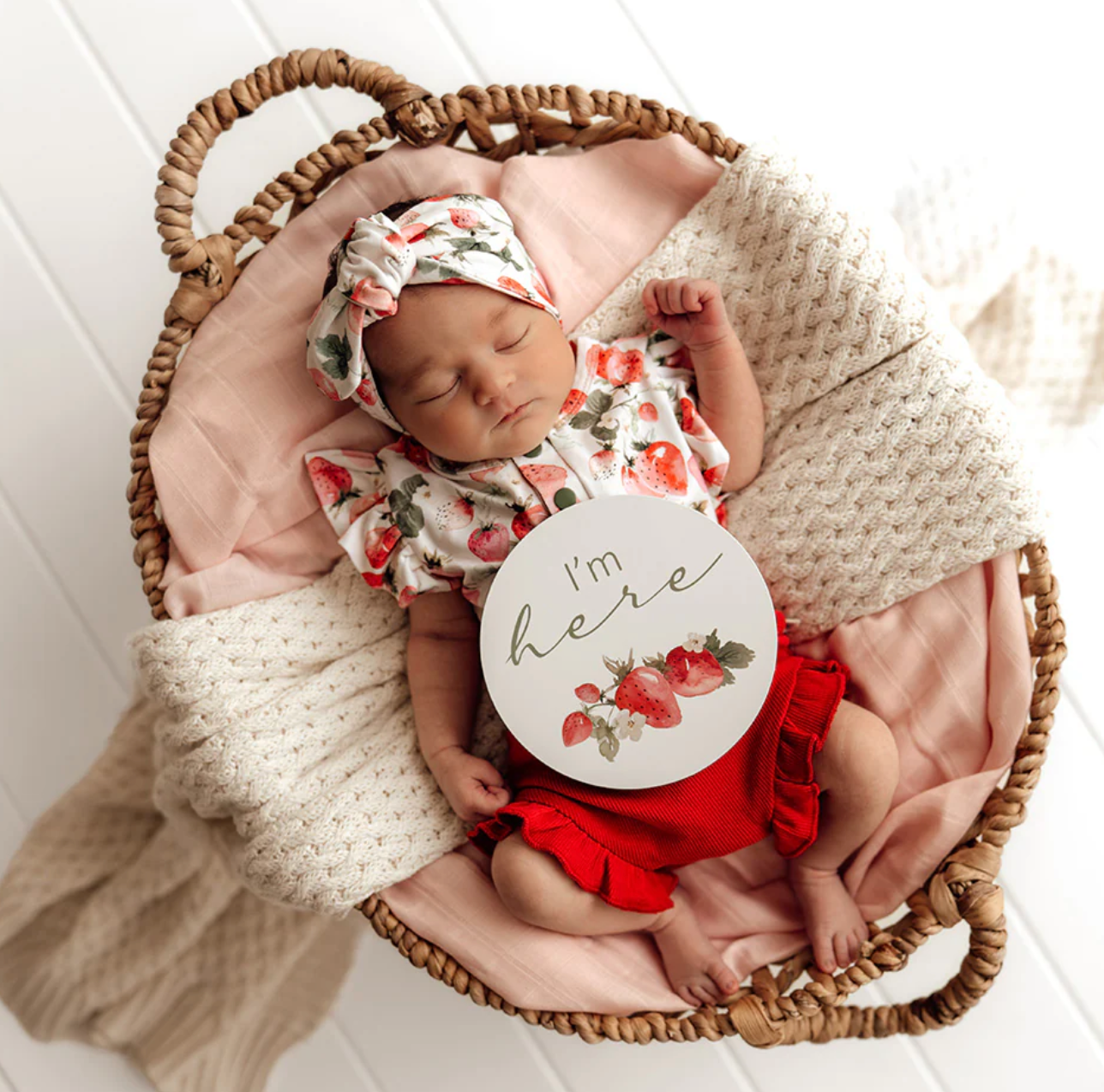 Snuggle Hunny Strawberry & Moss Reversible Milestone Cards