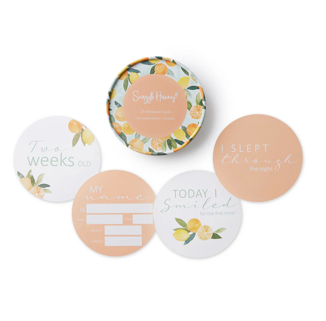Snuggle Hunny Citrus Squeeze & Peach Reversible Milestone Cards