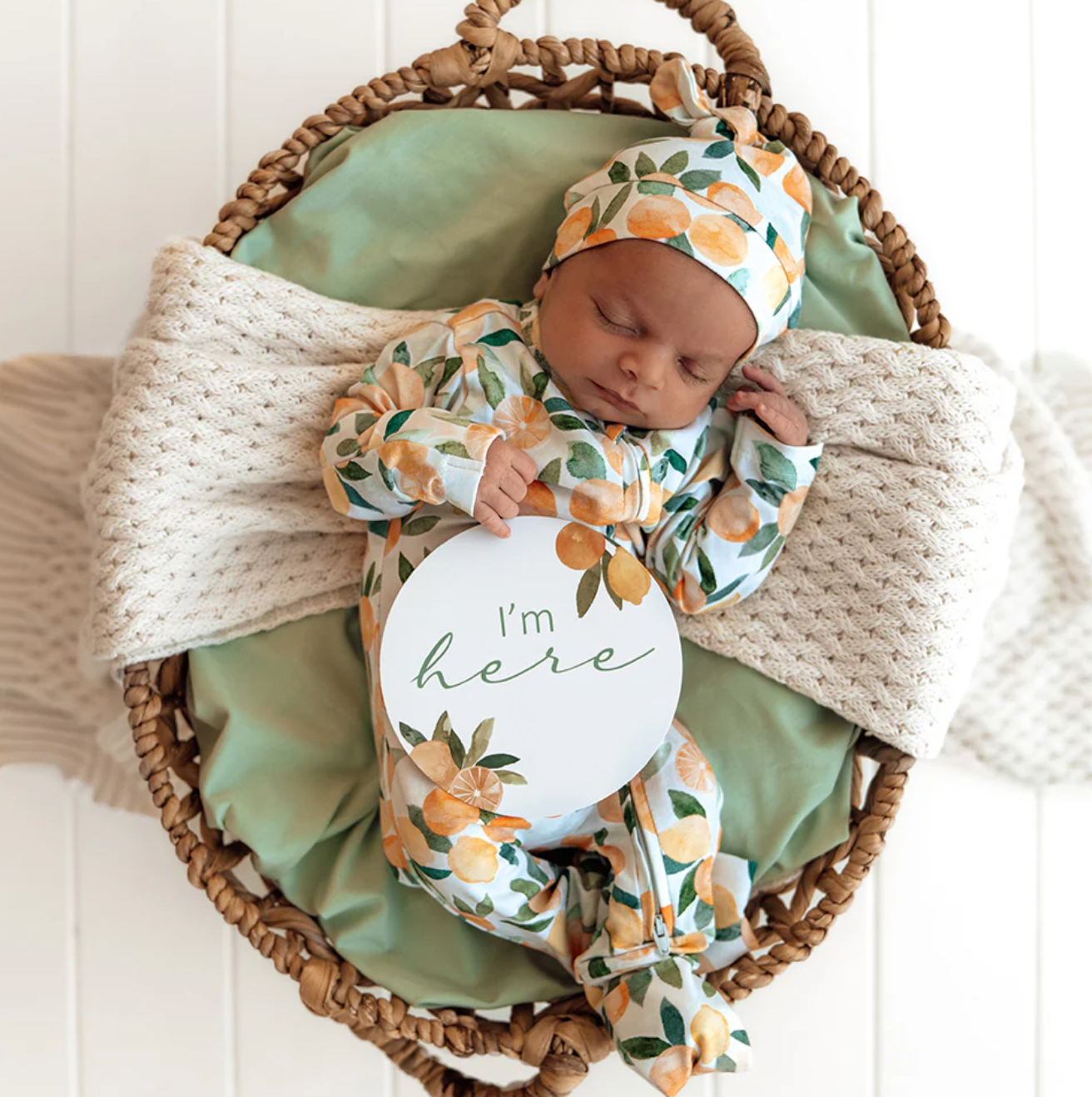 Snuggle Hunny Citrus Squeeze & Peach Reversible Milestone Cards
