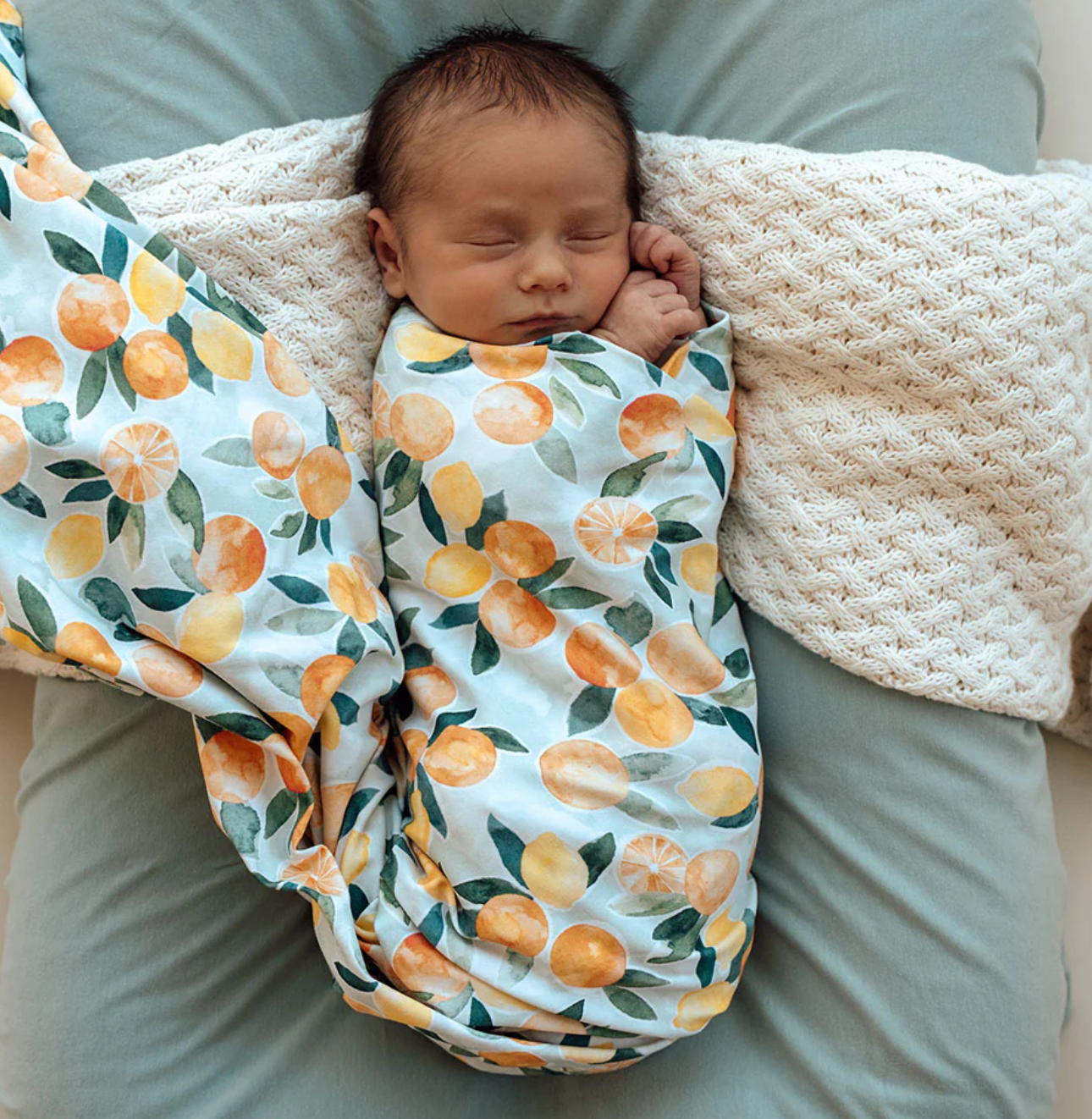 Snuggle Hunny Citrus Squeeze Organic Jersey Wrap & Beanie Set