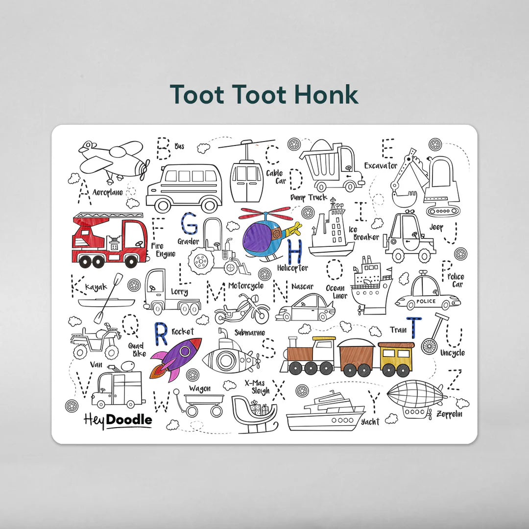 Hey Doodle Toot Toot Honk Classic Colouring & Doodle Mat