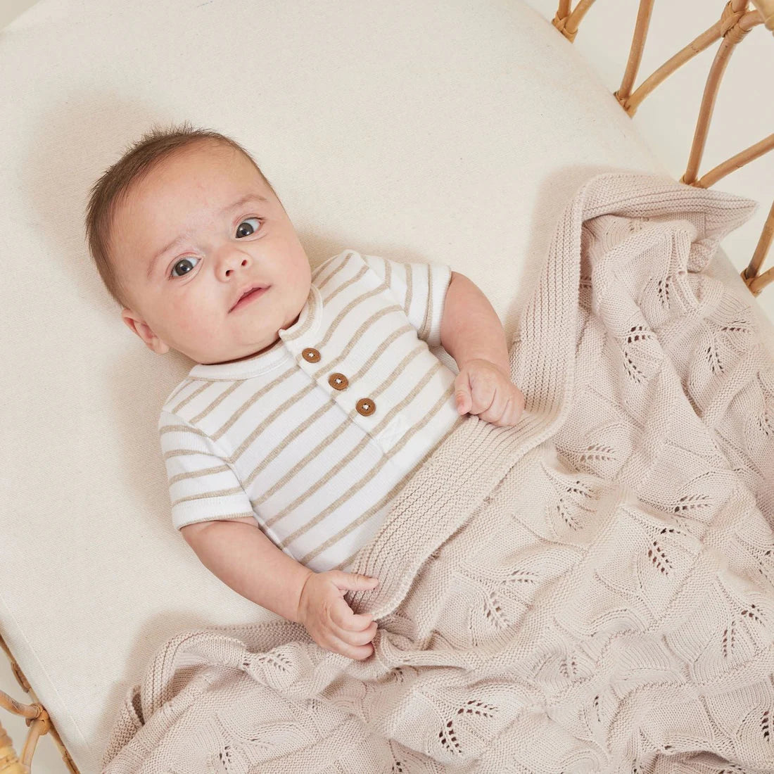 Aster & Oak - Stripe Rib Henley Onesie
