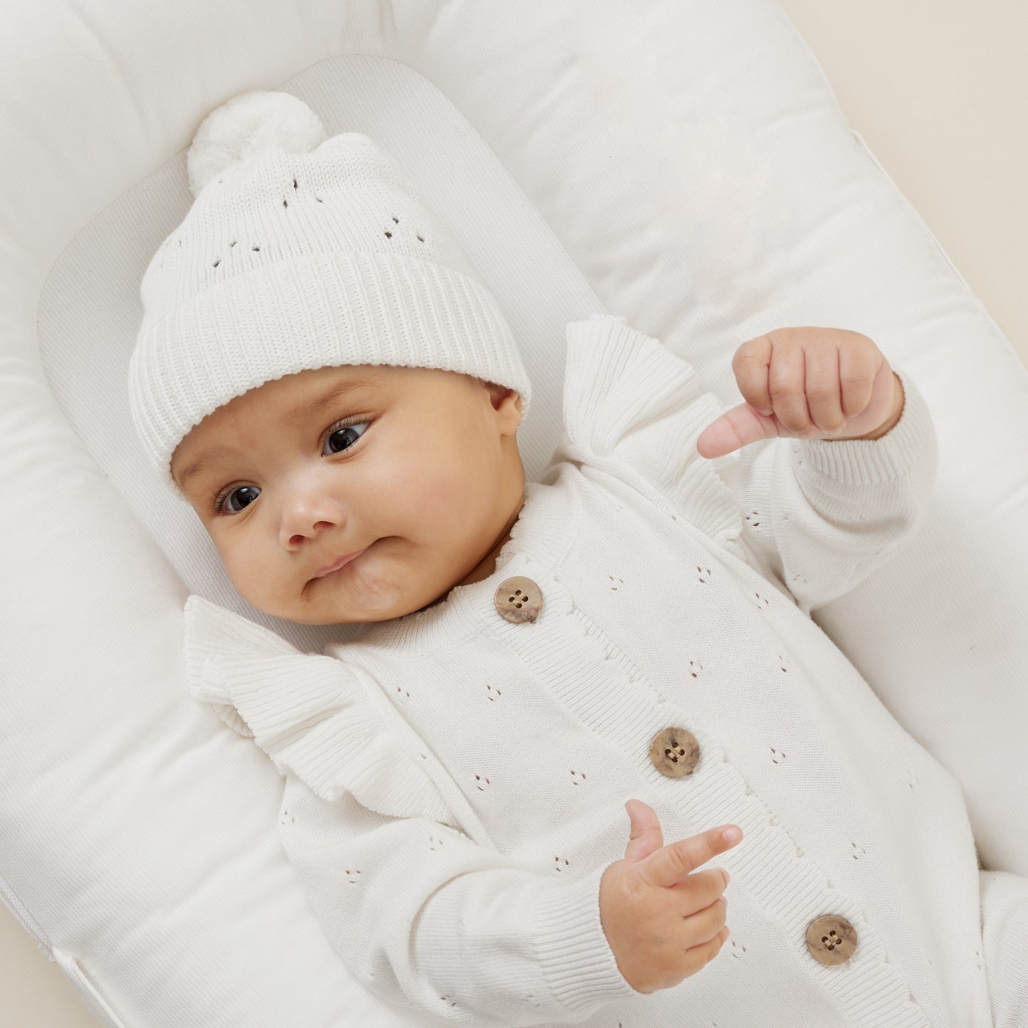Aster & Oak - Ivory Pointelle Knit Romper