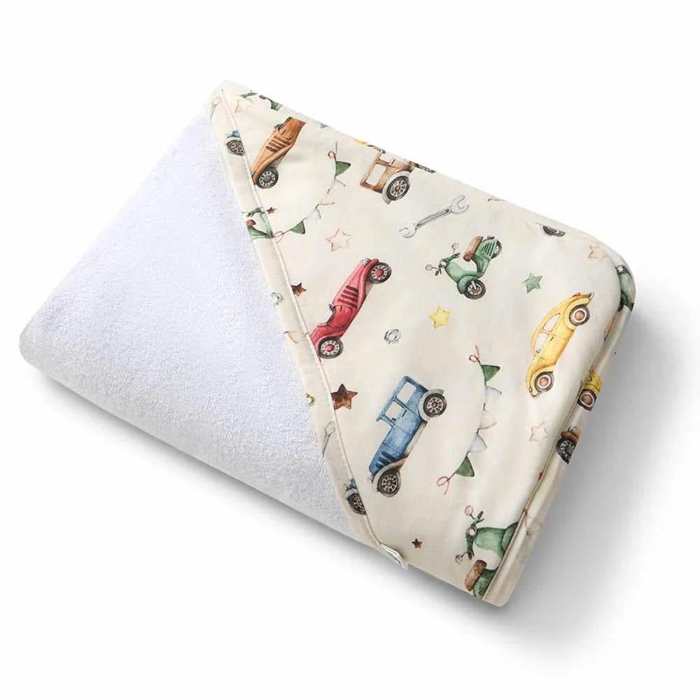 Snuggle Hunny Vintage Cars Organic Hooded Baby Towel