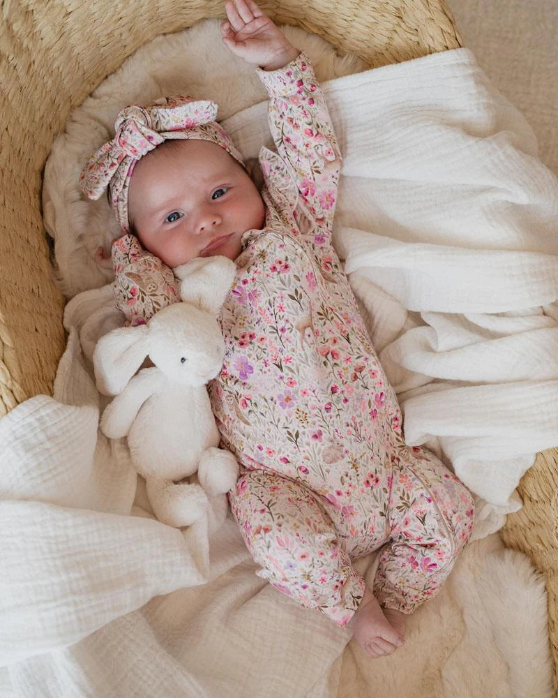 Bebe Flossy Print LS Zip Romper