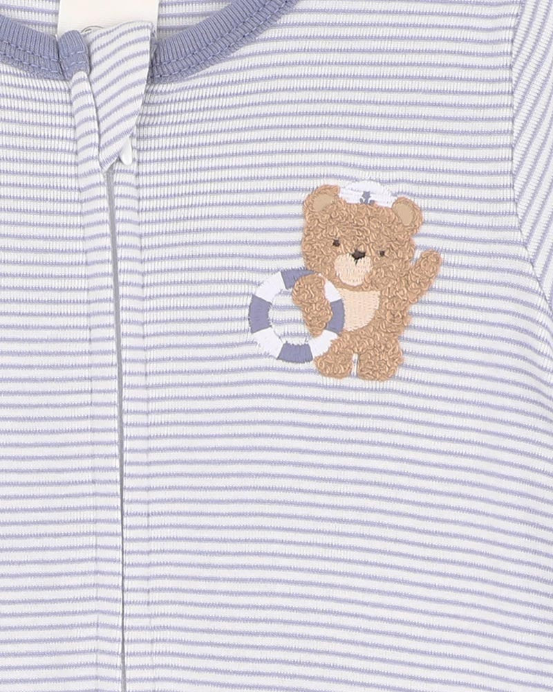 Bebe Axel Organic Stripe Short Sleeve Zipsuit