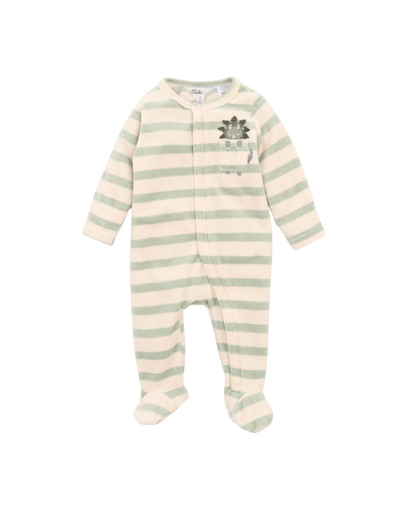 Bebe Isaac Stripe LS velour Onesie