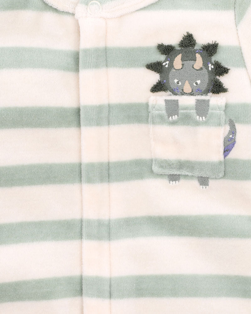 Bebe Isaac Stripe LS velour Onesie