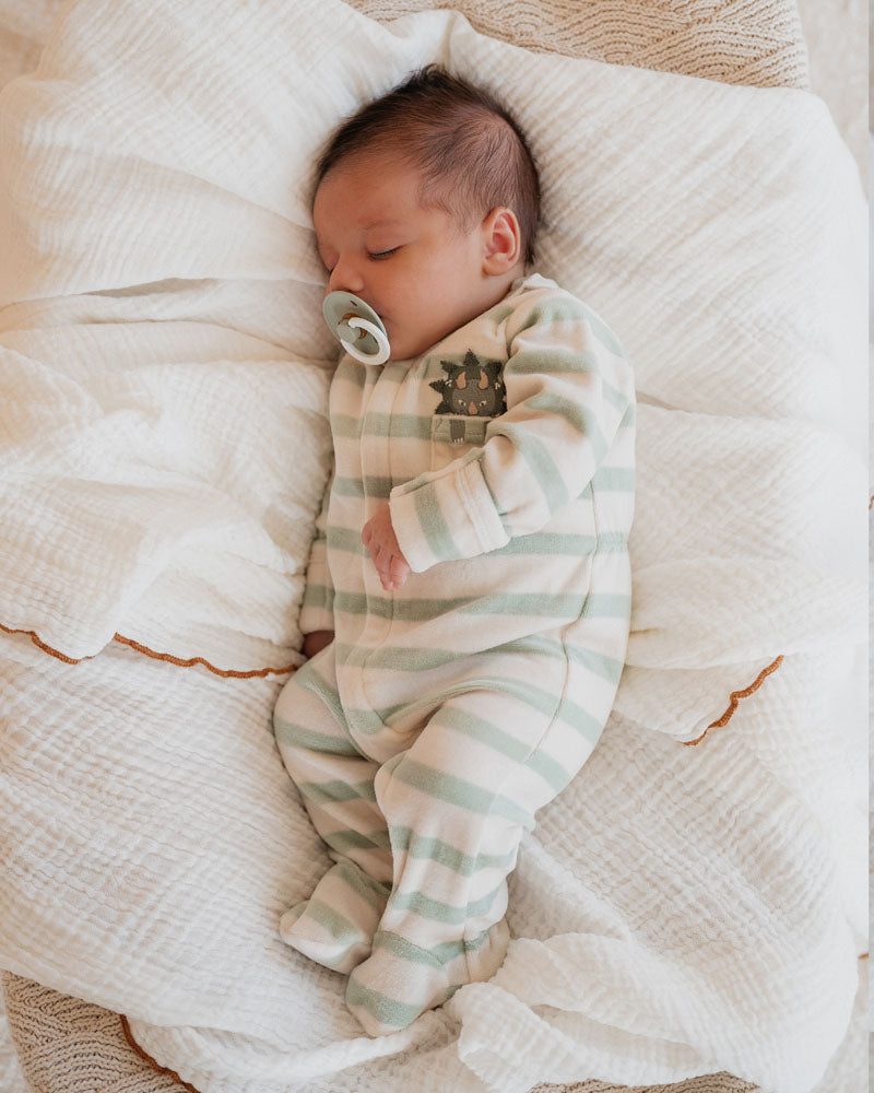 Bebe Isaac Stripe LS velour Onesie