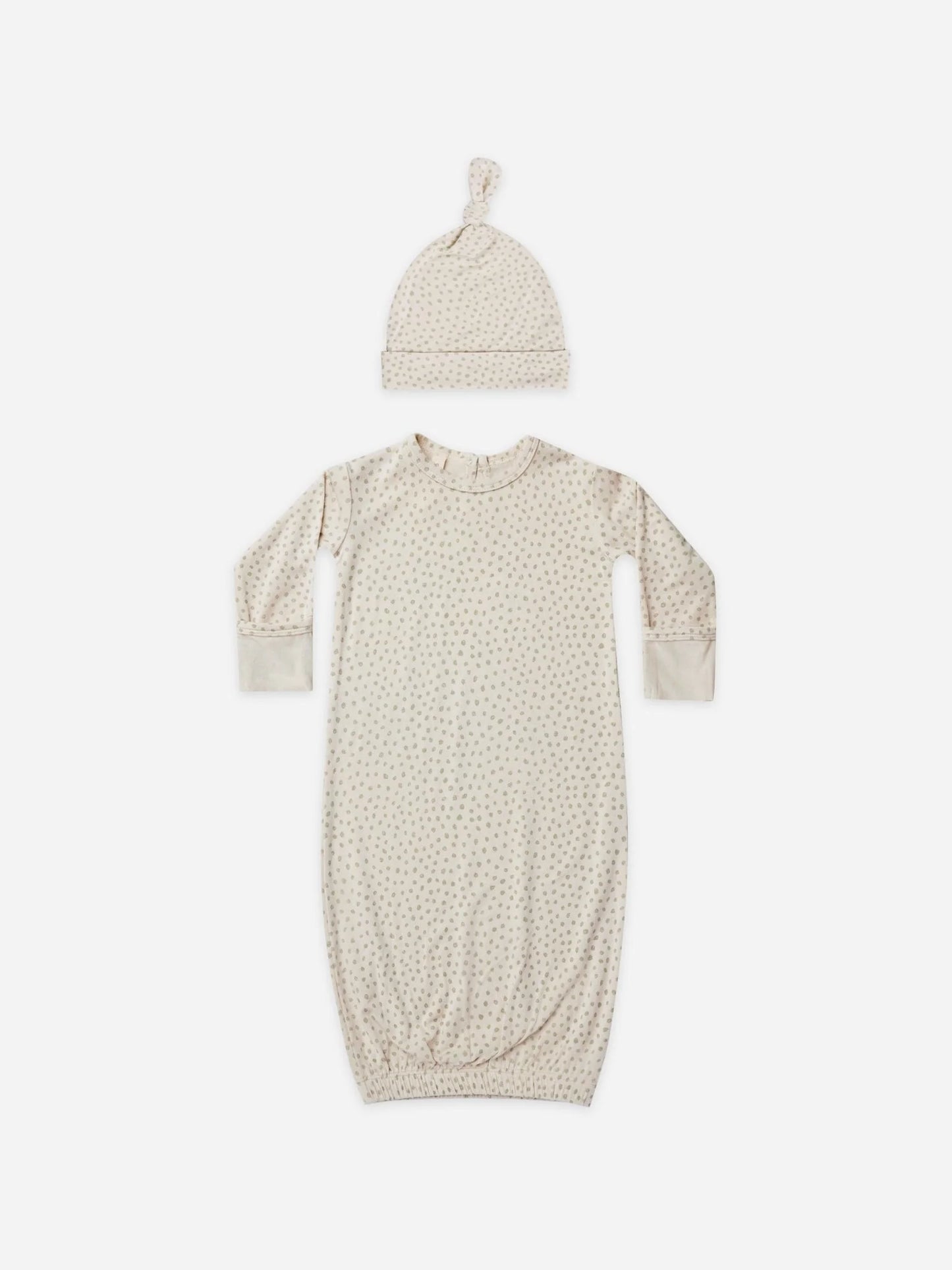 Quincy Mae bamboo baby gown & hat set | speckles