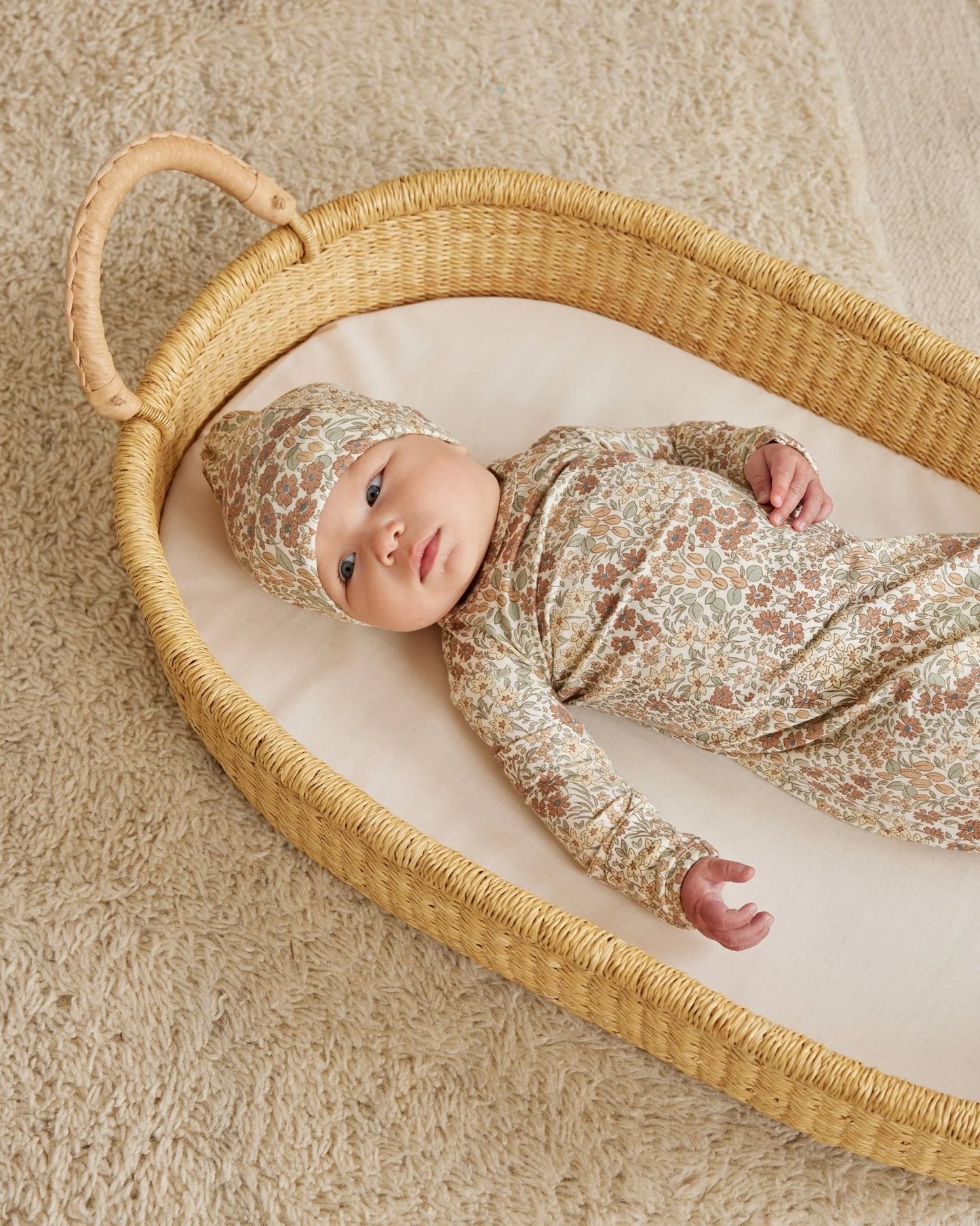 Quincy Mae bamboo baby gown & hat set | wildflower