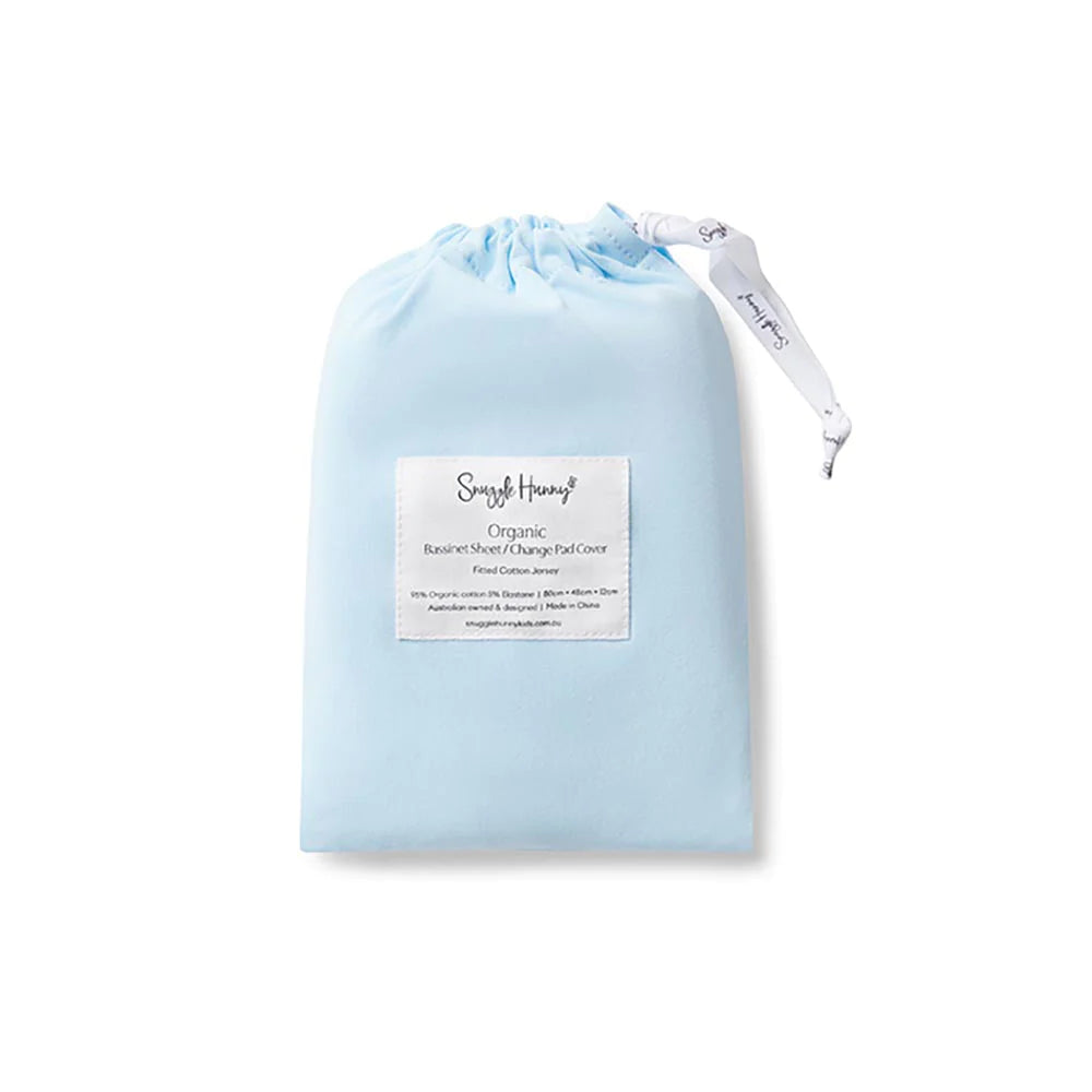 Snuggle Hunny Baby Blue Organic Bassinet Sheet / Change Pad Cover