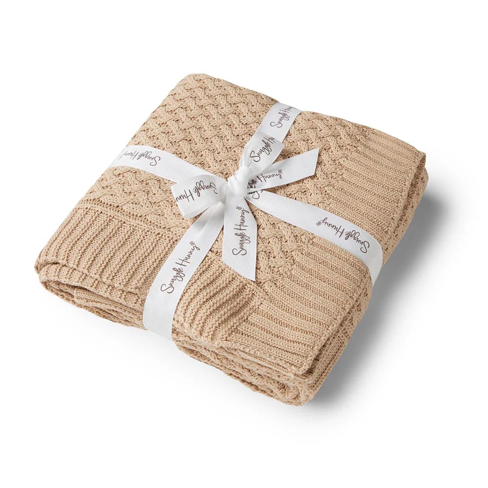 Snuggle Hunny Hazelnut Diamond Knit Organic Baby Blanket