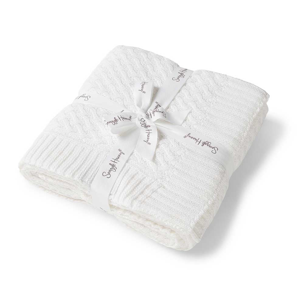 Snuggle Hunny White Diamond Knit Organic Baby Blanket