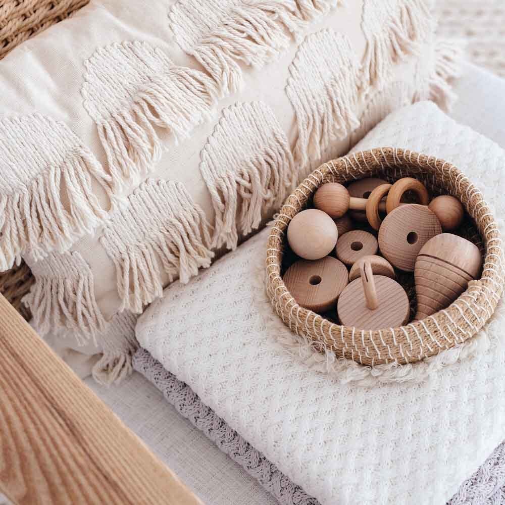 Snuggle Hunny White Diamond Knit Organic Baby Blanket