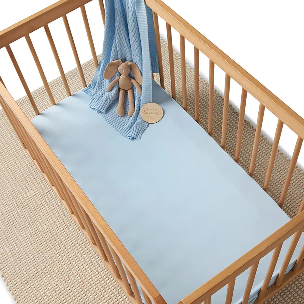 Snuggle Hunny Baby Blue Organic Fitted Cot Sheet