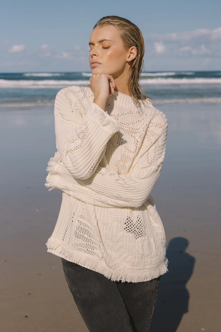 Rue Stiic Danna Sweater - Ecru Textured