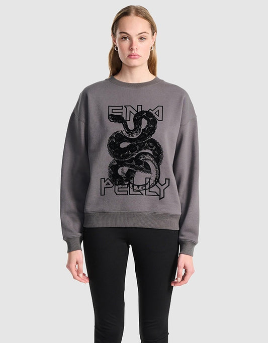 ENA PELLY  Flocked Python Relaxed Sweater