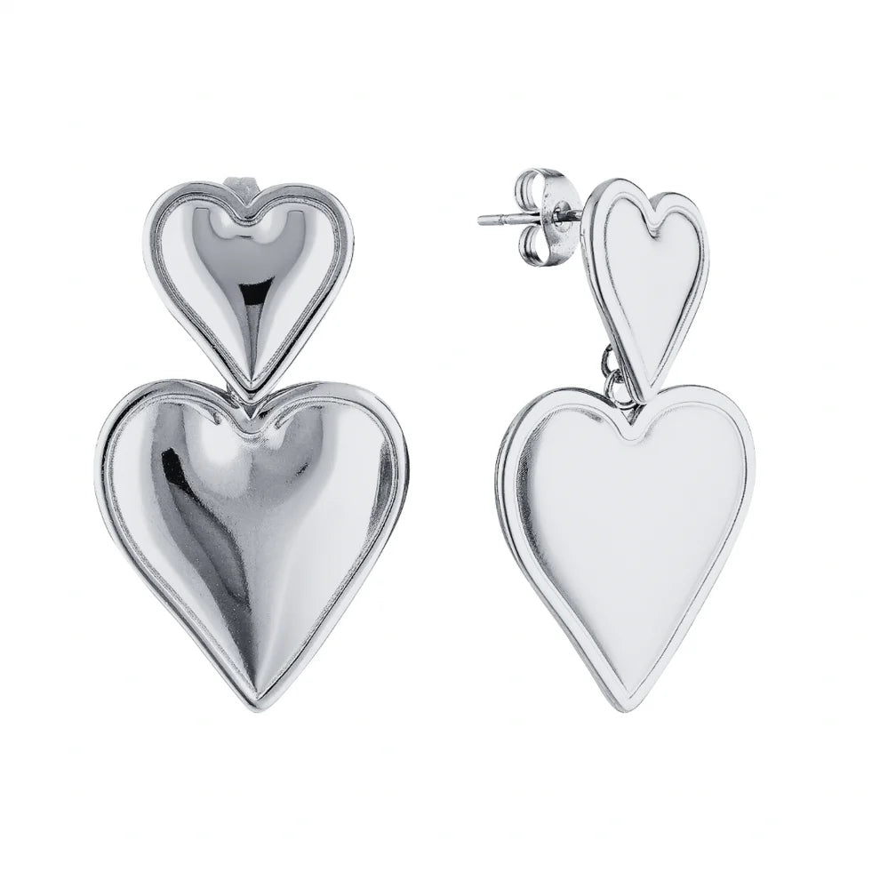 GIMME - Alexandra Double Heart Earrings (Gold & Silver)